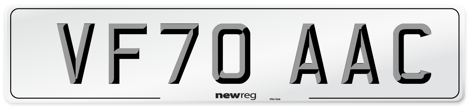 VF70 AAC Number Plate from New Reg